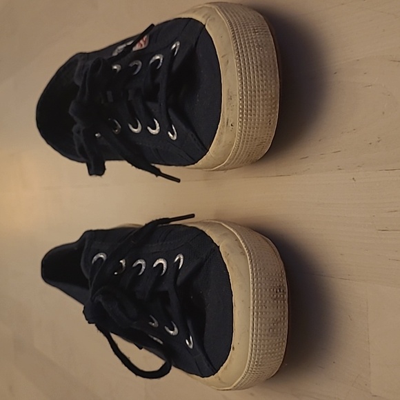 SUPERGA Navy Canvas Low Top Casual Sneakers - Picture 5 of 17